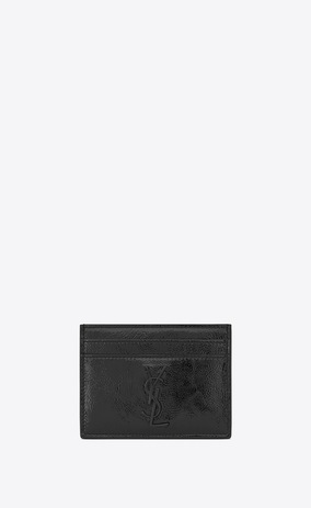 SAINT LAURENT Monogram SLG Man credit card case in black patent leather a_V4
